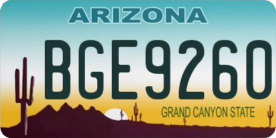 AZ license plate BGE9260