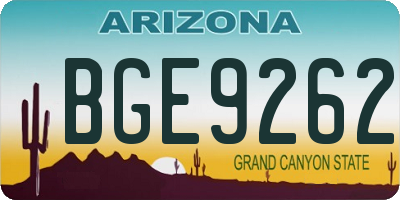 AZ license plate BGE9262