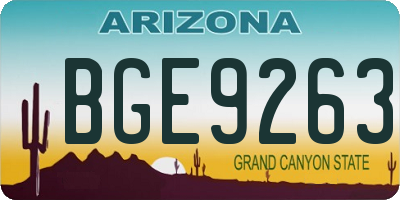 AZ license plate BGE9263