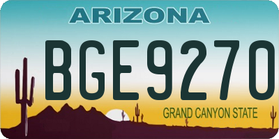AZ license plate BGE9270