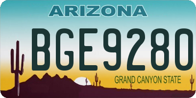 AZ license plate BGE9280