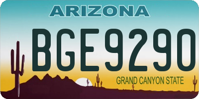 AZ license plate BGE9290