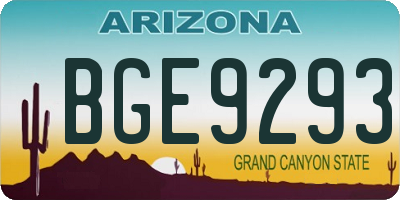 AZ license plate BGE9293