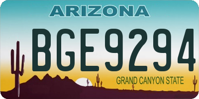 AZ license plate BGE9294