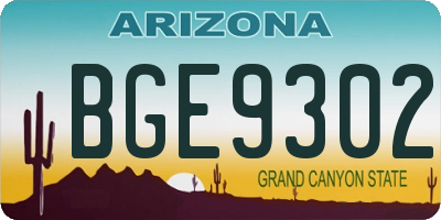 AZ license plate BGE9302