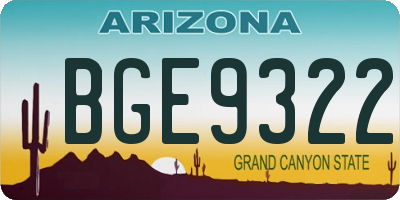 AZ license plate BGE9322