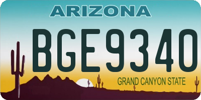 AZ license plate BGE9340