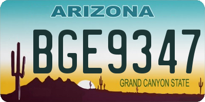 AZ license plate BGE9347