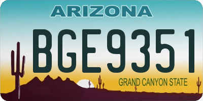 AZ license plate BGE9351