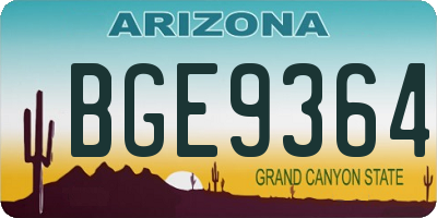 AZ license plate BGE9364