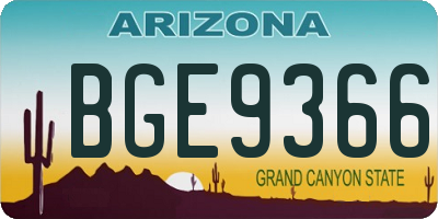 AZ license plate BGE9366