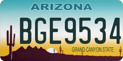 AZ license plate BGE9534