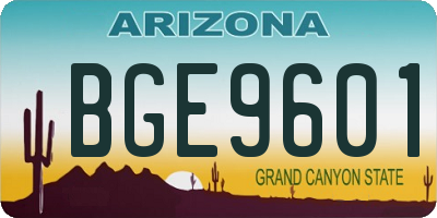 AZ license plate BGE9601