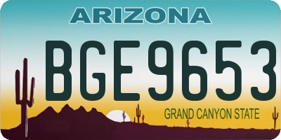 AZ license plate BGE9653