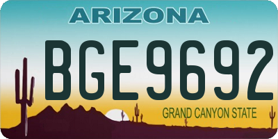 AZ license plate BGE9692