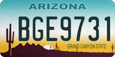 AZ license plate BGE9731