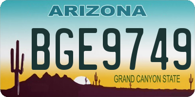 AZ license plate BGE9749