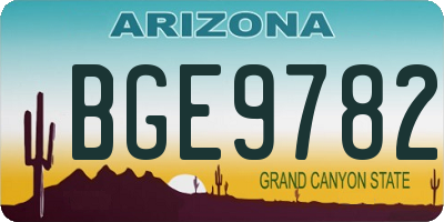 AZ license plate BGE9782