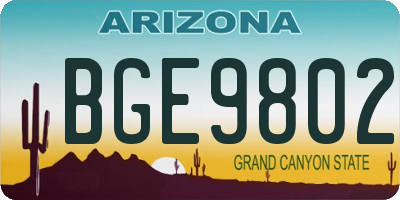 AZ license plate BGE9802