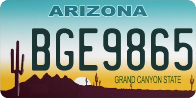AZ license plate BGE9865