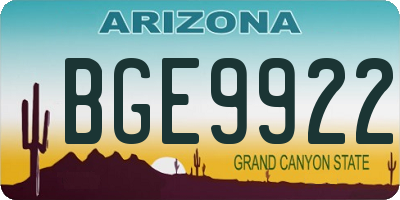 AZ license plate BGE9922