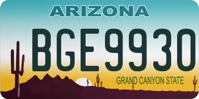 AZ license plate BGE9930