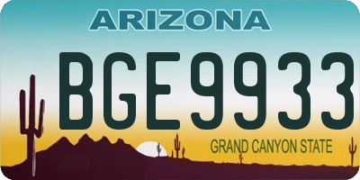 AZ license plate BGE9933