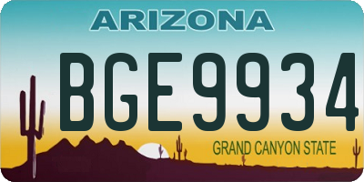 AZ license plate BGE9934
