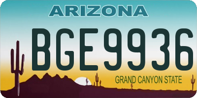 AZ license plate BGE9936