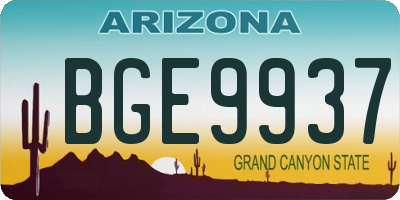 AZ license plate BGE9937