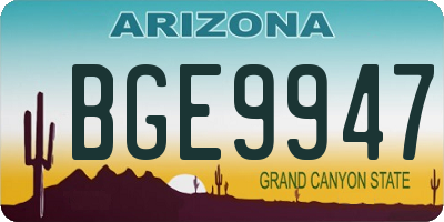 AZ license plate BGE9947