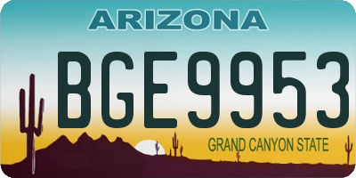 AZ license plate BGE9953