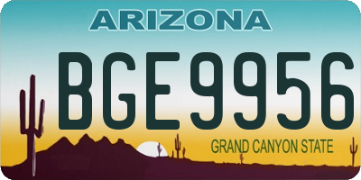 AZ license plate BGE9956