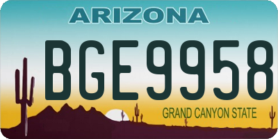 AZ license plate BGE9958