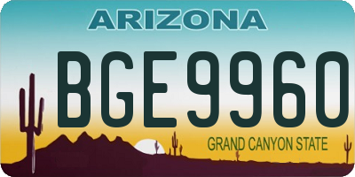 AZ license plate BGE9960