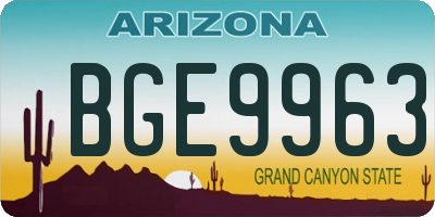 AZ license plate BGE9963