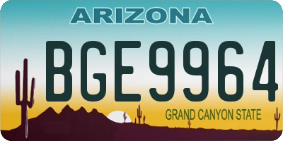 AZ license plate BGE9964