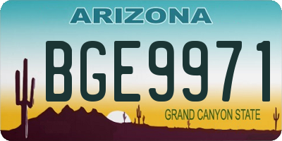 AZ license plate BGE9971
