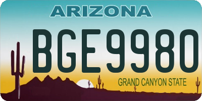 AZ license plate BGE9980