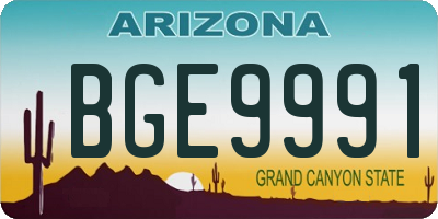 AZ license plate BGE9991
