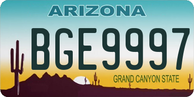AZ license plate BGE9997