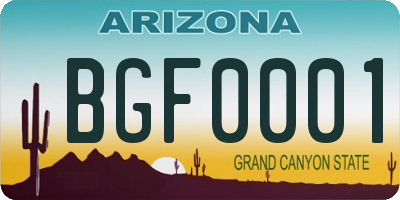 AZ license plate BGF0001