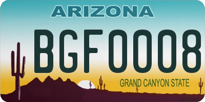 AZ license plate BGF0008