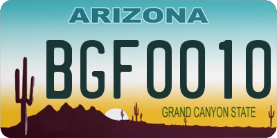 AZ license plate BGF0010