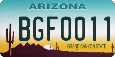 AZ license plate BGF0011