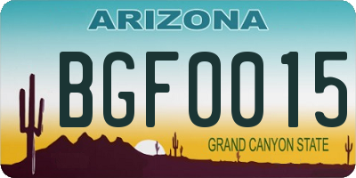 AZ license plate BGF0015