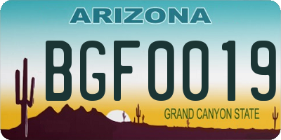 AZ license plate BGF0019