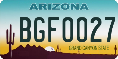 AZ license plate BGF0027