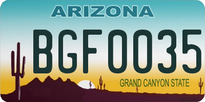 AZ license plate BGF0035