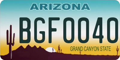 AZ license plate BGF0040